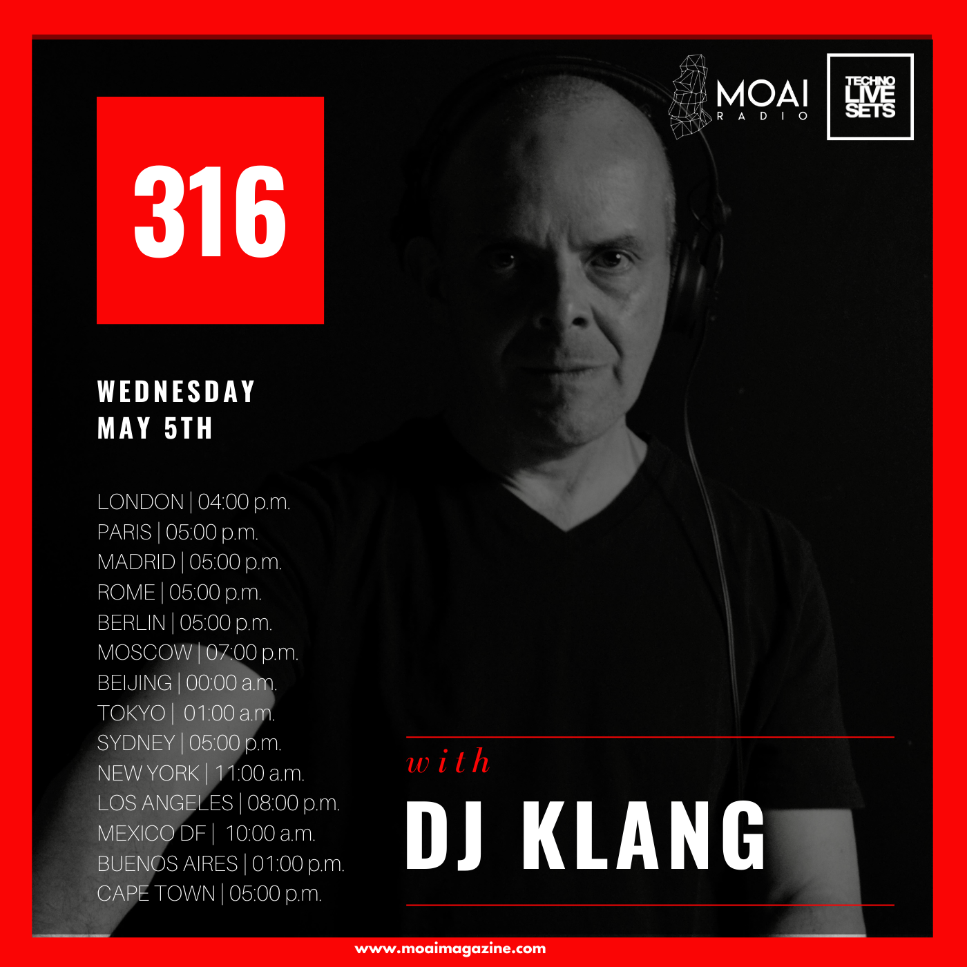 Techno Music Dj Mix Set By Moai Radio Podcast Dj Klang